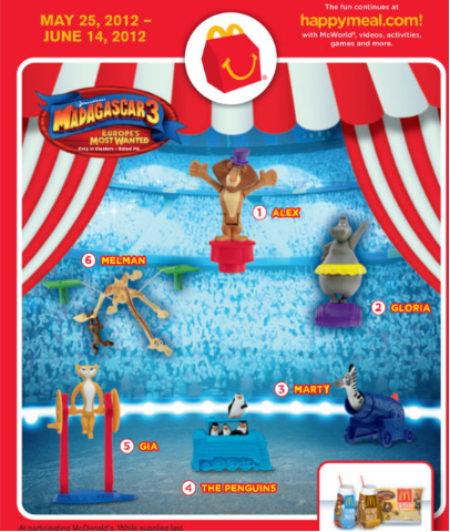 Madagascar 3 Europes Most Wanted McDonalds Happy Meal Toys